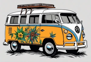 VW Kombi, Australian bush, Compass rose tattoo idea