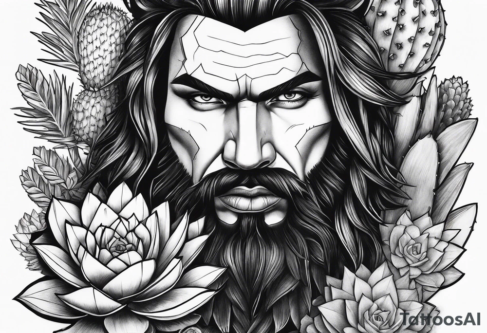 Lobo com cactos tattoo idea