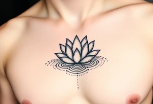 serene lotus flower emerging from sacred waters with ripples tattoo idea