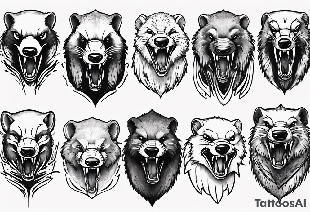 Angry growling honey badger tattoo idea