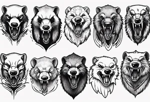 Angry growling honey badger tattoo idea