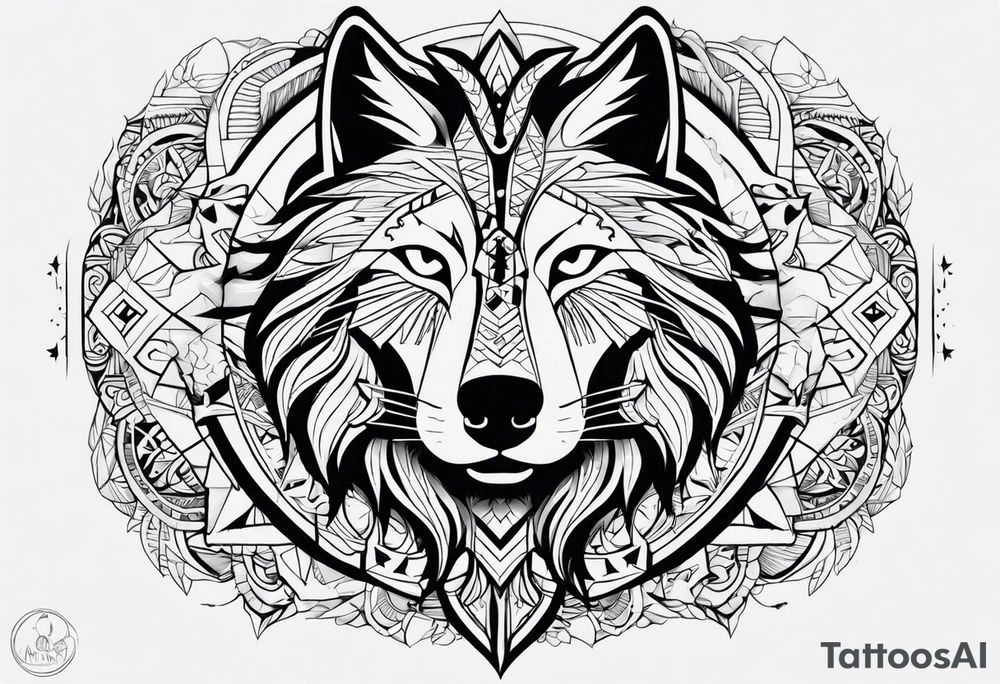 LOBO EN TRIBAL AULLANDO A LA LUNA tattoo idea