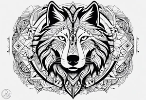 LOBO EN TRIBAL AULLANDO A LA LUNA tattoo idea