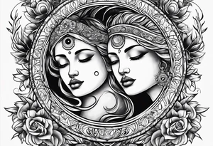 the sun and the moon as two lovers tattoo idea
