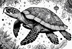 turtle in outer space tattoo idea