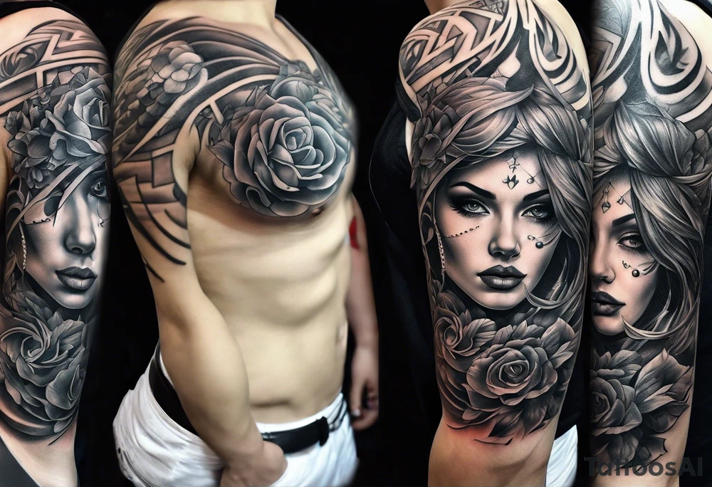 full sleeve tattoo from hand to shoulder sketch tattoo idea