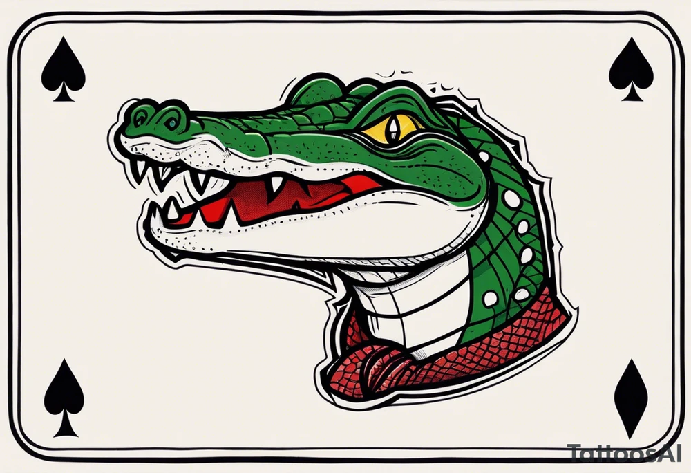 Alligator on a ace of spades poker card tattoo idea