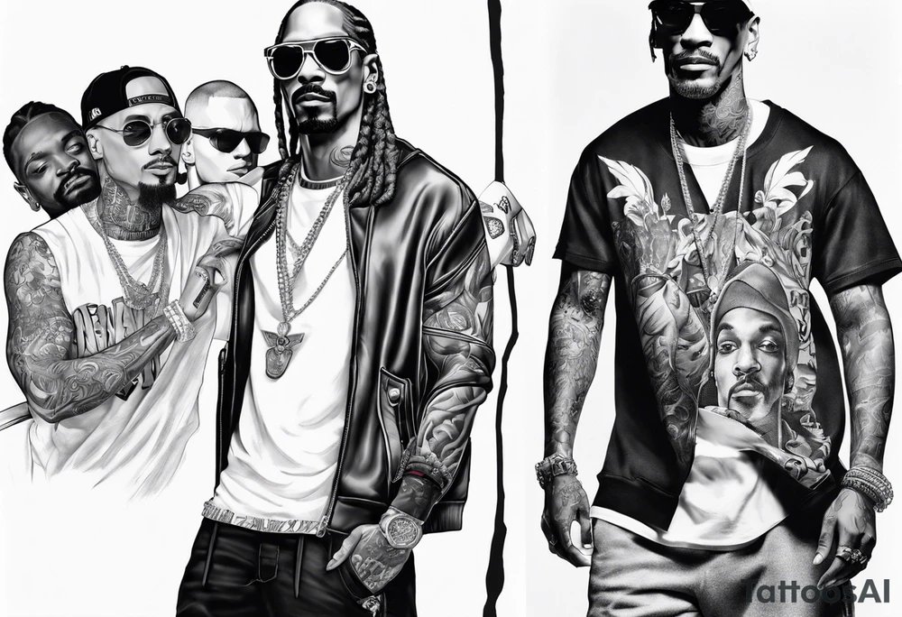 Slim shady  and snoop dog full leg sleeve tattoo idea