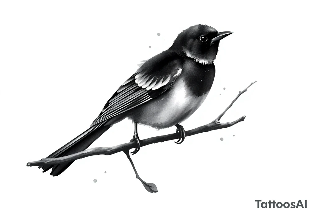Male European Blackbird on a branch tattoo idea tattoo idea