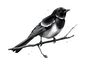 Male European Blackbird on a branch tattoo idea tattoo idea
