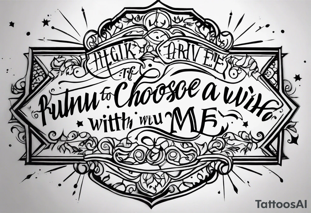 create a tatto using the next lyric: "If you choose to run away with me" tattoo idea