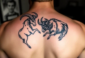 ram and a bull fighting tattoo idea