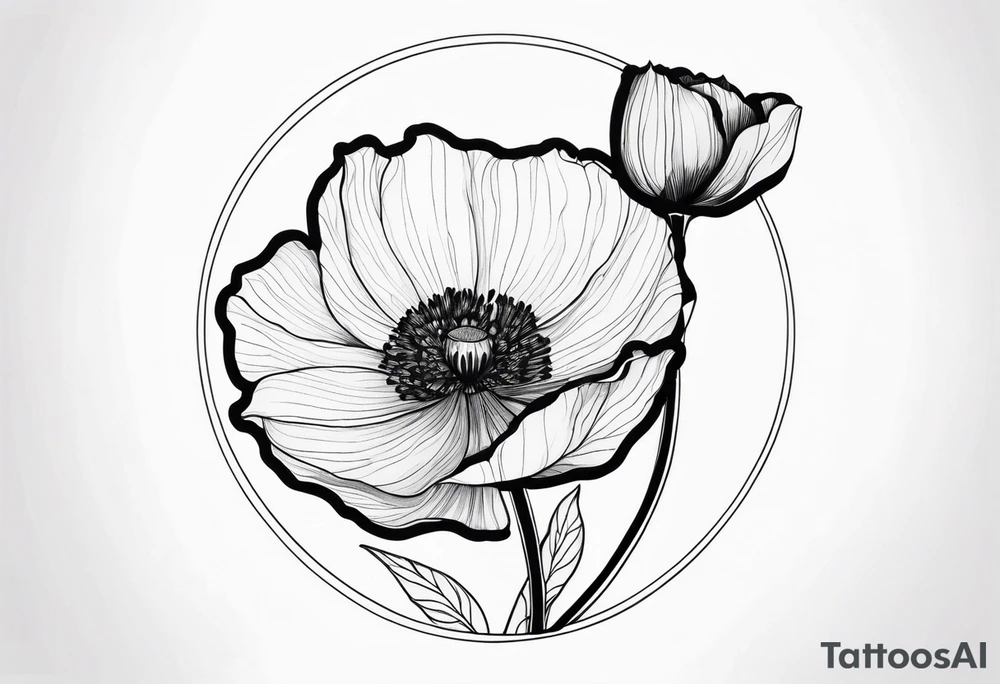 GLOBE INSIDE POPPY FLOWER BUD tattoo idea