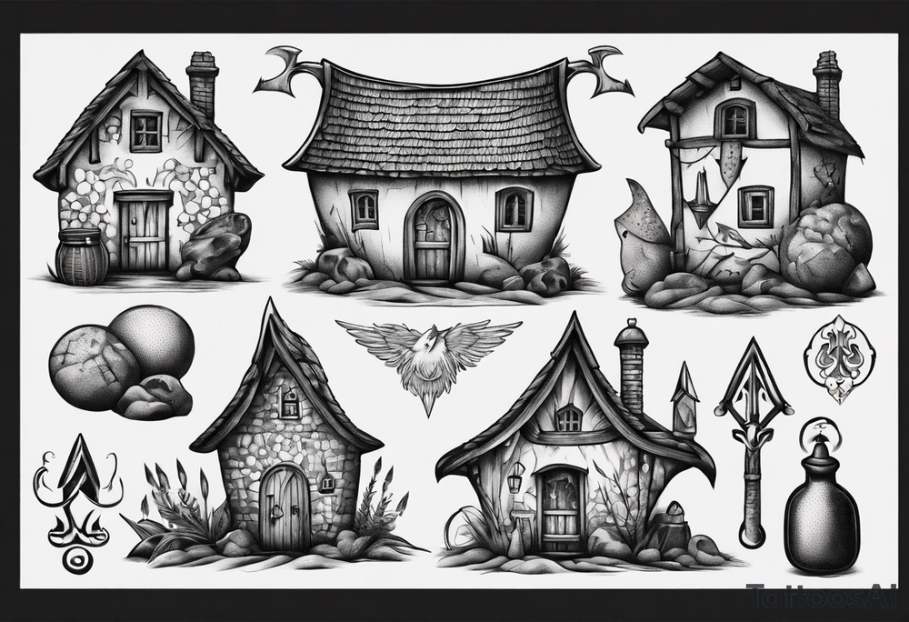 Medieval scandanavian house tattoo idea