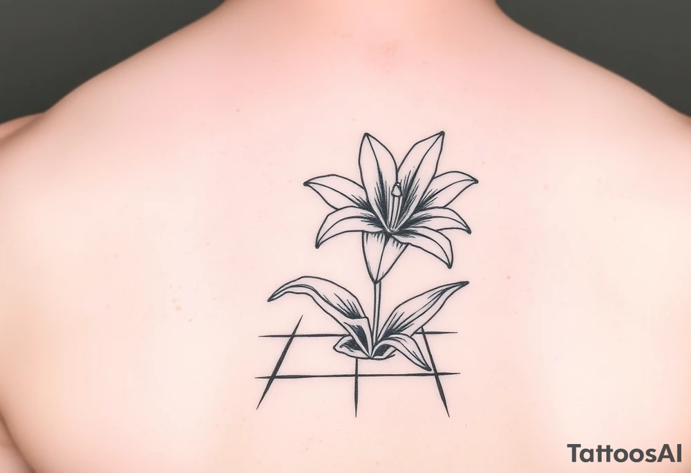 lily coming up out of the tile floor tattoo idea