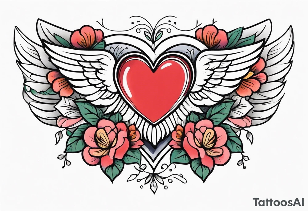 heart with wings
old school vintage simple traditional design surrounded by vintage flowers


bold color simple tattoo idea