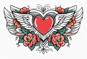 heart with wings
old school vintage simple traditional design surrounded by vintage flowers


bold color simple tattoo idea