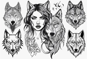 Half woman half wolf tattoo idea
