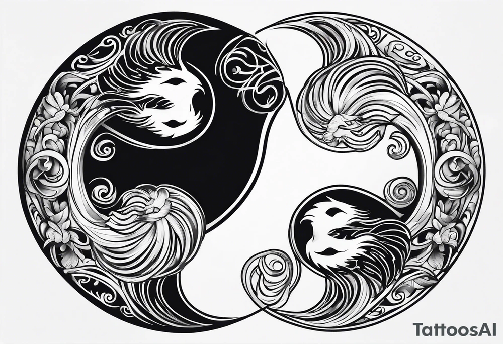 Ying yang made by wolfes tattoo idea