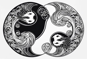 Ying yang made by wolfes tattoo idea