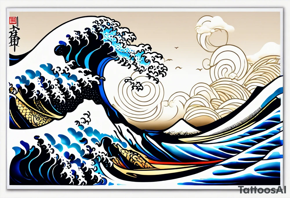 japanese wave, mixed with celtic pattern tattoo idea