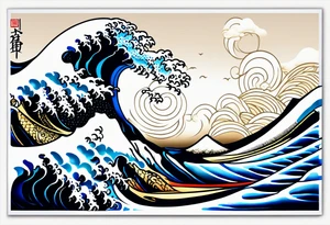japanese wave, mixed with celtic pattern tattoo idea