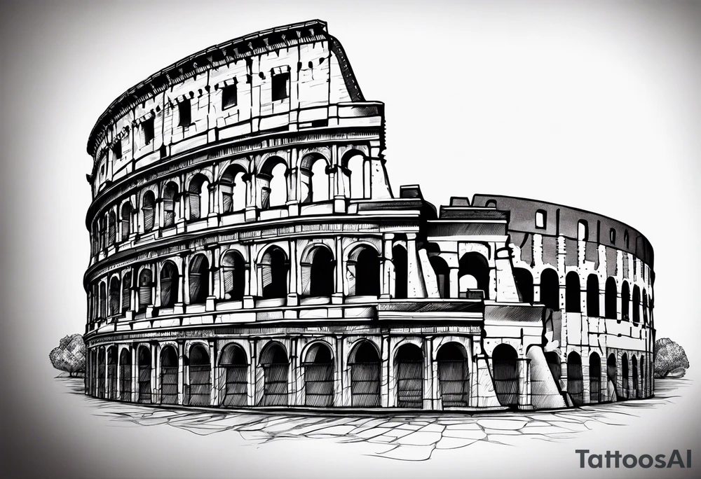 colosseum with cobble stone tattoo idea
