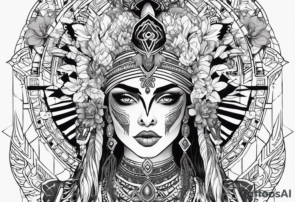 kali ma, alien goddess, valkrye, aries, pirate, divine feminine, zenza resonance, pachamama, lotus azul, blank panther, eagle, skull, 5D, nueva gaya, dna 12 tattoo idea