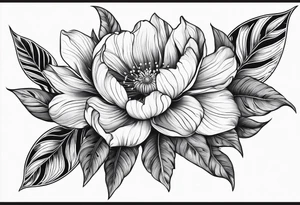flower with leaves geometric tattoo idea