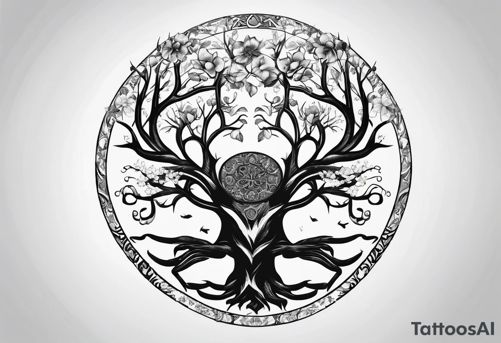 tree of life with zodiac crab tattoo idea