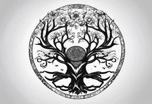tree of life with zodiac crab tattoo idea