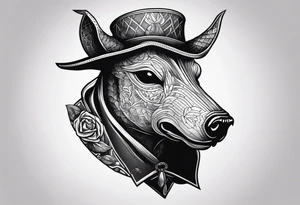 plague doctor, boar, bull, pitbull, snake tattoo idea