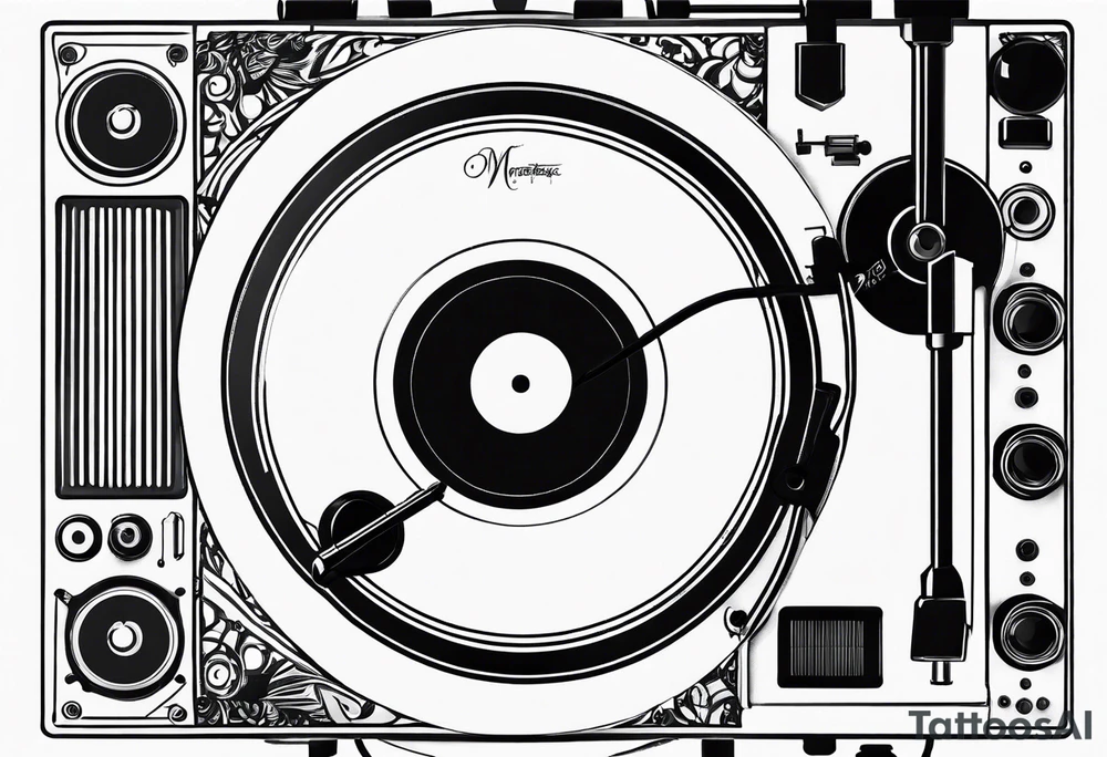 Recordplayer minimalistic fineline drawed in 2D tattoo idea Recordplayer minimalistic fineline drawed in 2D tattoo idea
