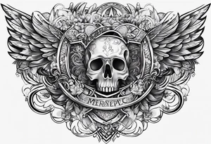 Full sternum tattoo lettering tattoo idea