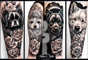 forearm tattoo lettering name of each of my dogs "Tasha Katie Kiera Zeke Pixie Bud Bear" tattoo idea