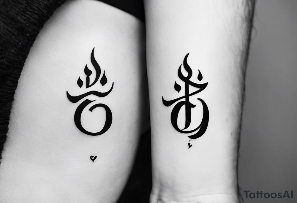 Tattoo ਨਿਰਭਉ ਨਿਰਵੈਰ written in Gurmukhi written text. Add fire and heart to symbolize strength and love tattoo idea