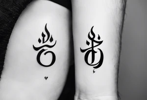 Tattoo ਨਿਰਭਉ ਨਿਰਵੈਰ written in Gurmukhi written text. Add fire and heart to symbolize strength and love tattoo idea