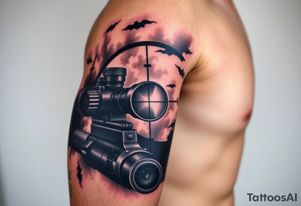 scope crosshairs with eerie fog in background tattoo idea