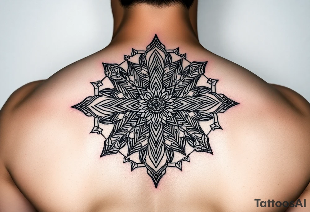 intricate mandala with sacred geometry and cosmic elements tattoo idea