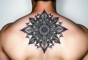 intricate mandala with sacred geometry and cosmic elements tattoo idea