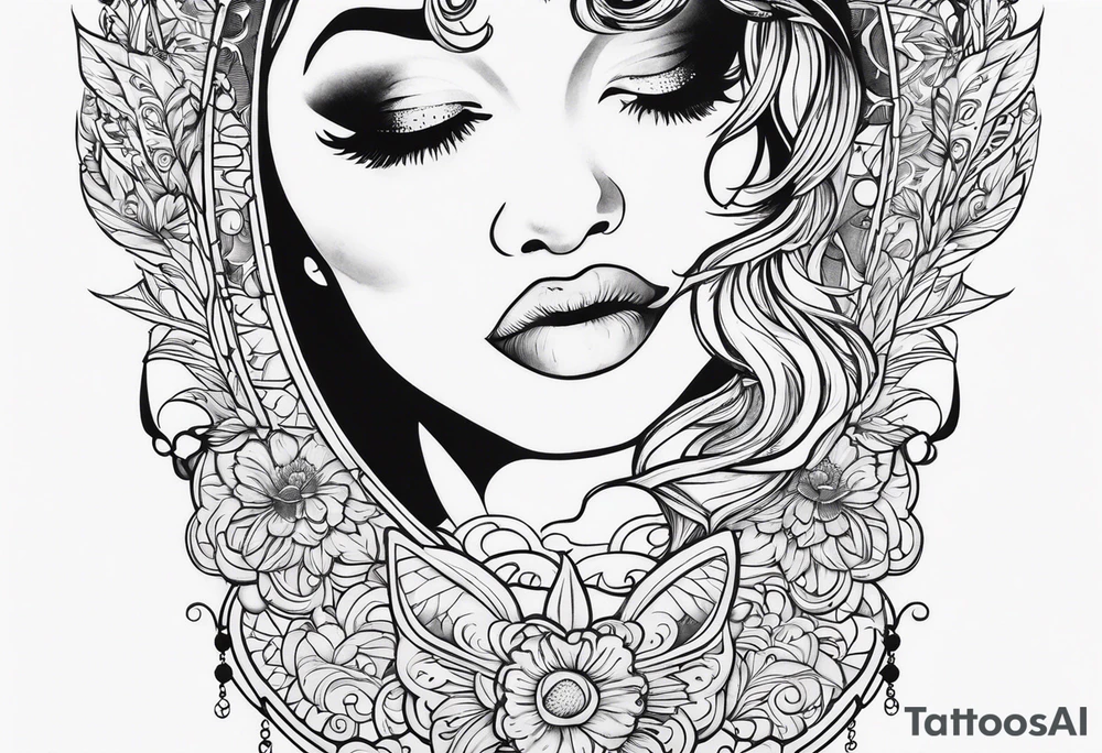 barbara as a sleeve tattoo outside shaded but the inside is clear tattoo idea
