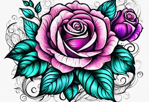 05/22/50 Dad 06/07/14, roses, teal, pink, purple tattoo idea