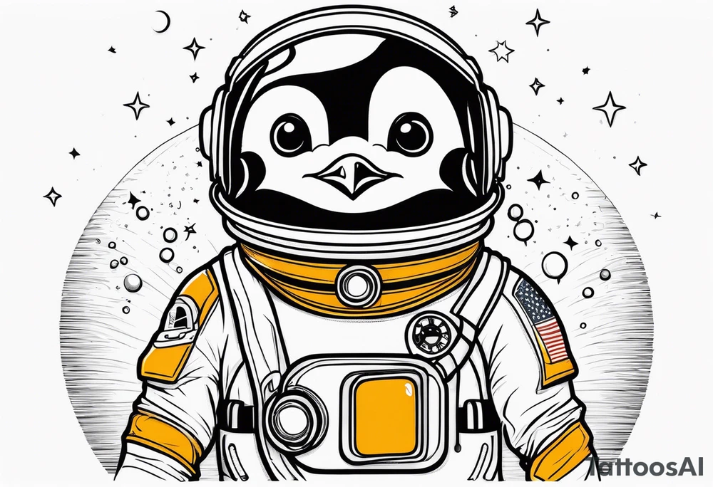 Pinguin astronaut tattoo idea