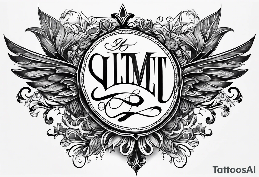 Full sternum tattoo lettering tattoo idea