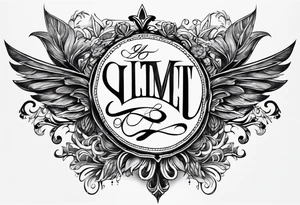 Full sternum tattoo lettering tattoo idea