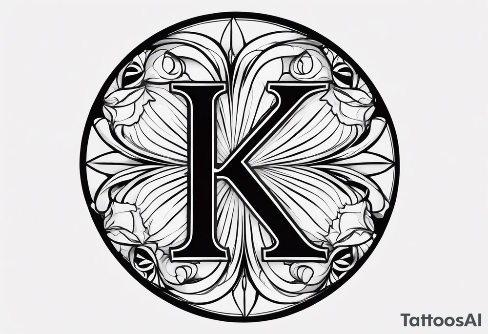 Simplistic symbol large delta inside a circle made with letter K tattoo idea
