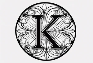Simplistic symbol large delta inside a circle made with letter K tattoo idea