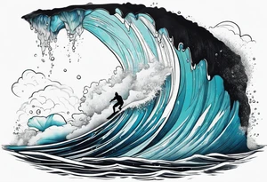 ice berg floating with a diver swimming below it tattoo idea