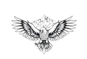 majestic eagle spreading wings against mountain peaks tattoo idea