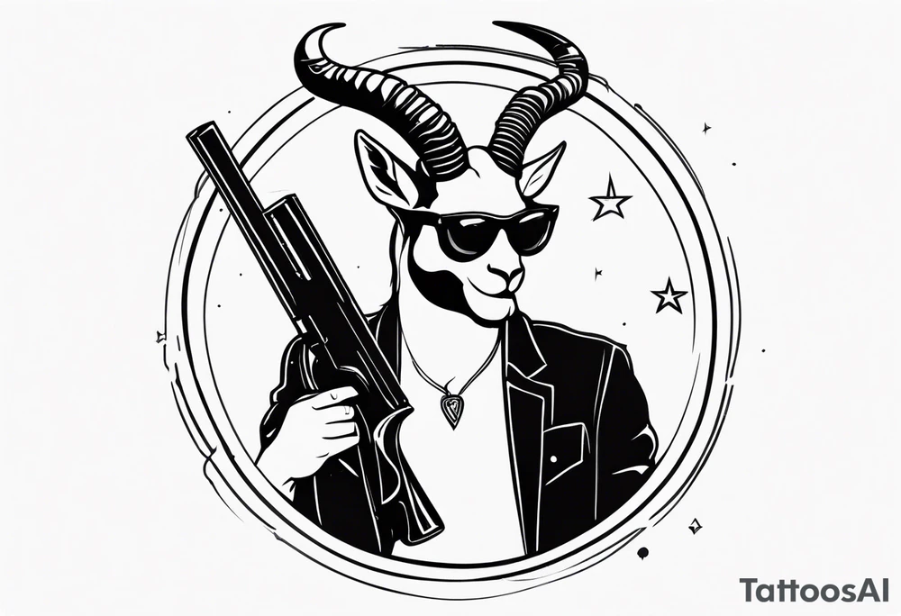 capricorn with sunglasses and a shotgun tattoo idea